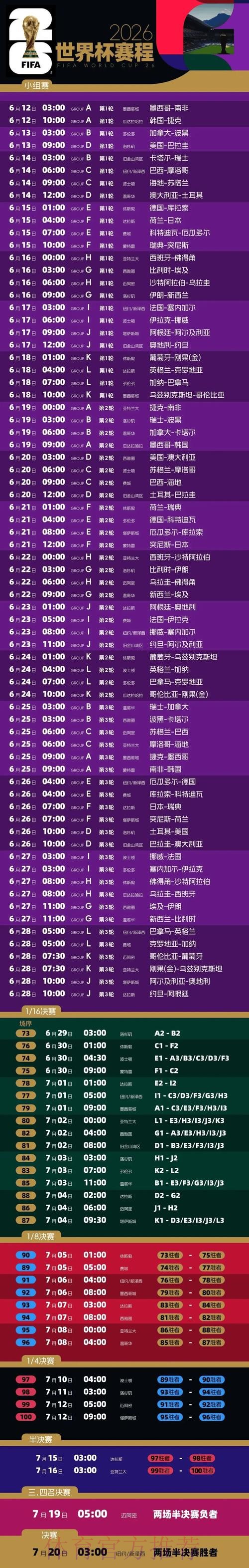 2026世界杯赛程实时更新最新时间表免费观看 2026世界杯赛程实时更新最新时间表免费观看